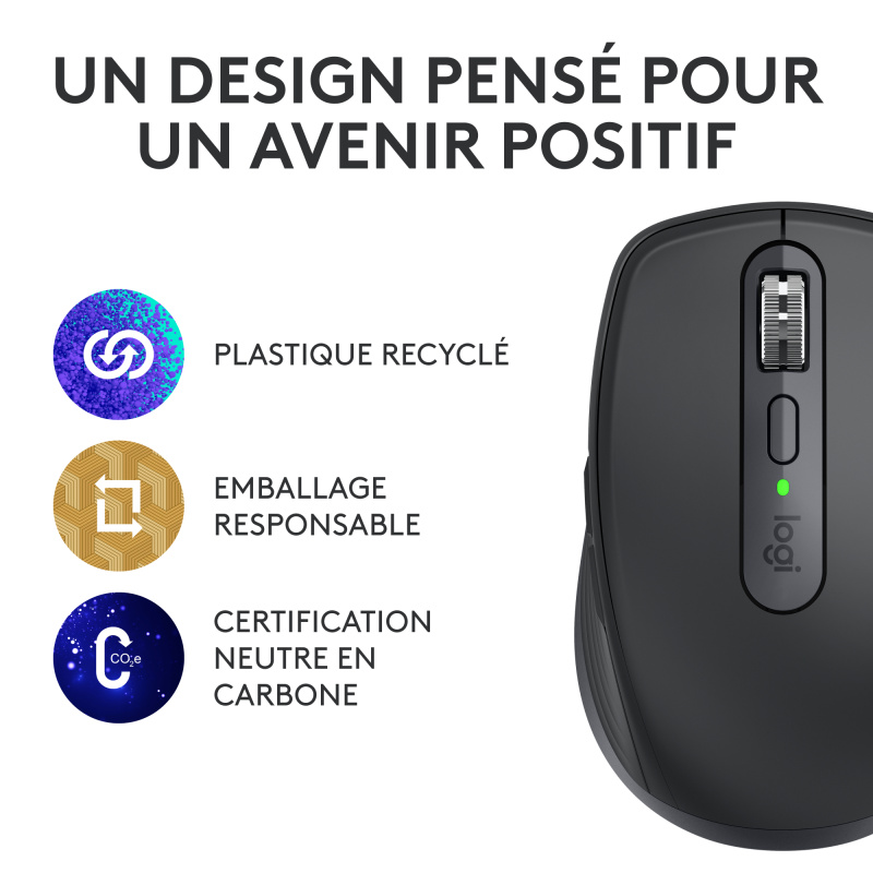 Logitech MX Anywhere 3S souris Bureau Droitier RF sans fil + Bluetooth Laser 8000 DPI