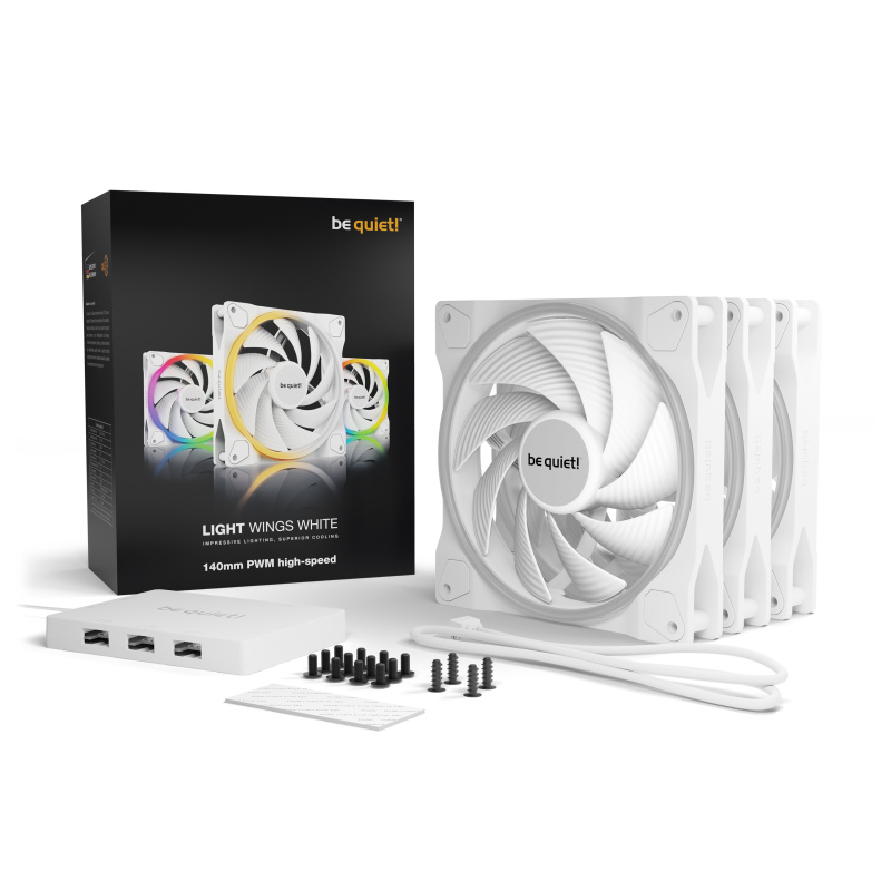 be quiet! Light Wings White | 140mm PWM high-speed Triple-Pack Boitier PC Ventilateur 14 cm Blanc 3 pièce(s)