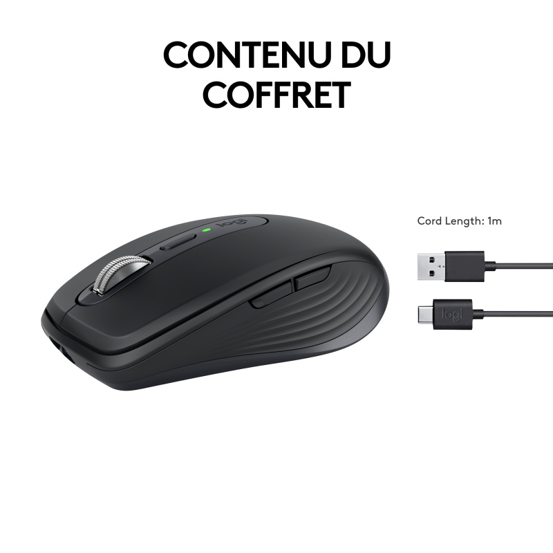 Logitech MX Anywhere 3S souris Bureau Droitier RF sans fil + Bluetooth Laser 8000 DPI