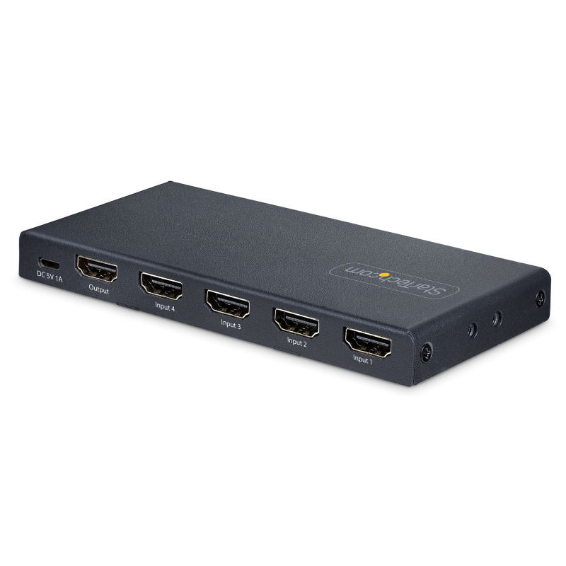 StarTech.com Switch HDMI 8K à 4 ports - Switch HDMI 2.1 4K 120Hz HDR10+, 8K 60Hz UHD - Commutateur/Switch HDMI 4 In 1 Out - Commutation de Source Auto/Manuelle - Adaptateur d'Alimentation et Télécommande Inclus