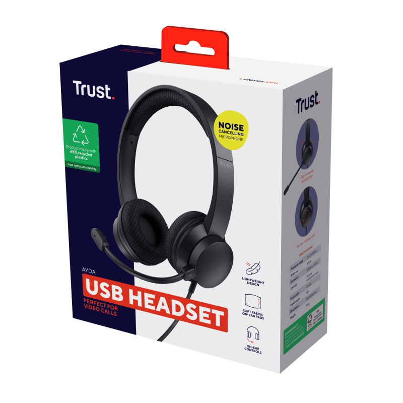 Trust Ayda Casque Avec fil Arceau Appels/Musique USB Type-A Noir