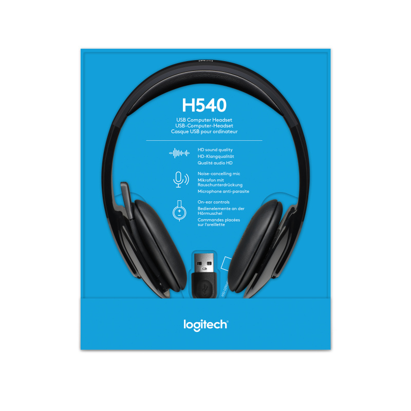 Logitech H540 USB Computer Headset Avec un son haute définition et des commandes sur l'oreillette