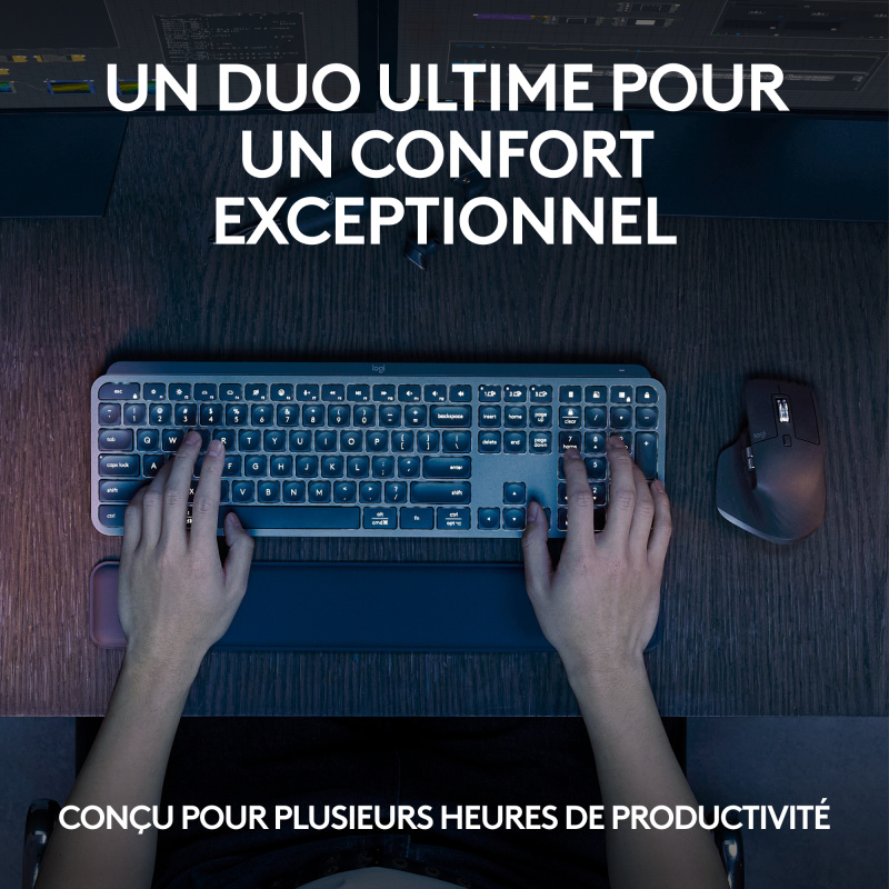 Logitech MX Keys S Combo clavier Souris incluse Bureau RF sans fil + Bluetooth AZERTY Belge Graphite