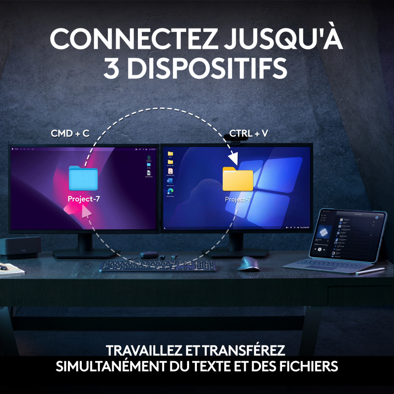 Logitech MX Keys S Combo clavier Souris incluse Bureau RF sans fil + Bluetooth AZERTY Belge Graphite