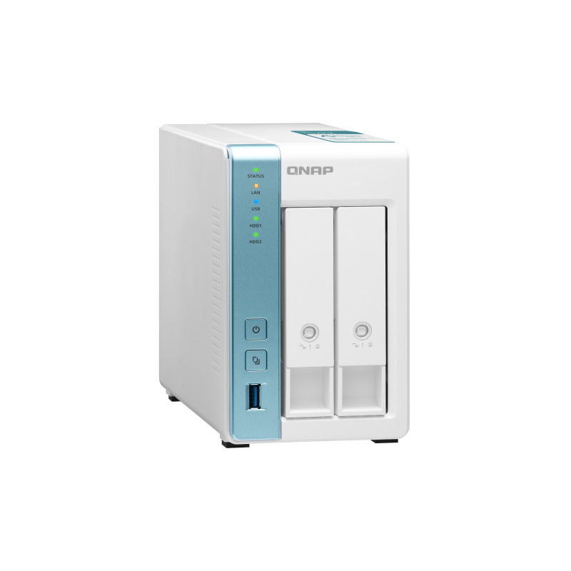 QNAP TS-231K serveur de stockage NAS Tower Ethernet/LAN Turquoise, Blanc Alpine AL-214