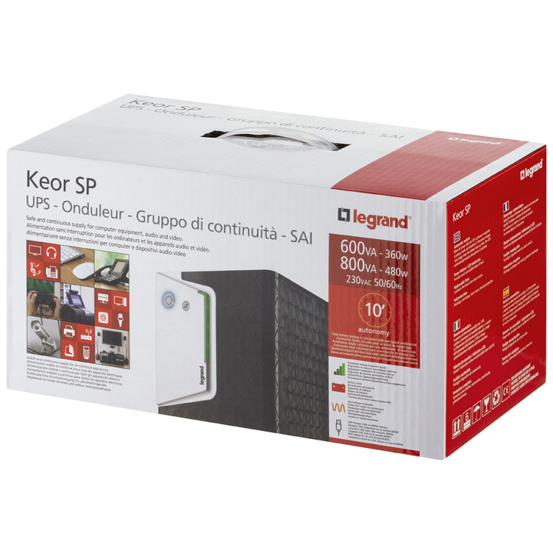 Legrand Keor ASI SP 600 FR alimentation d'énergie non interruptible Interactivité de ligne 0,6 kVA 360 W 2 sortie(s) CA