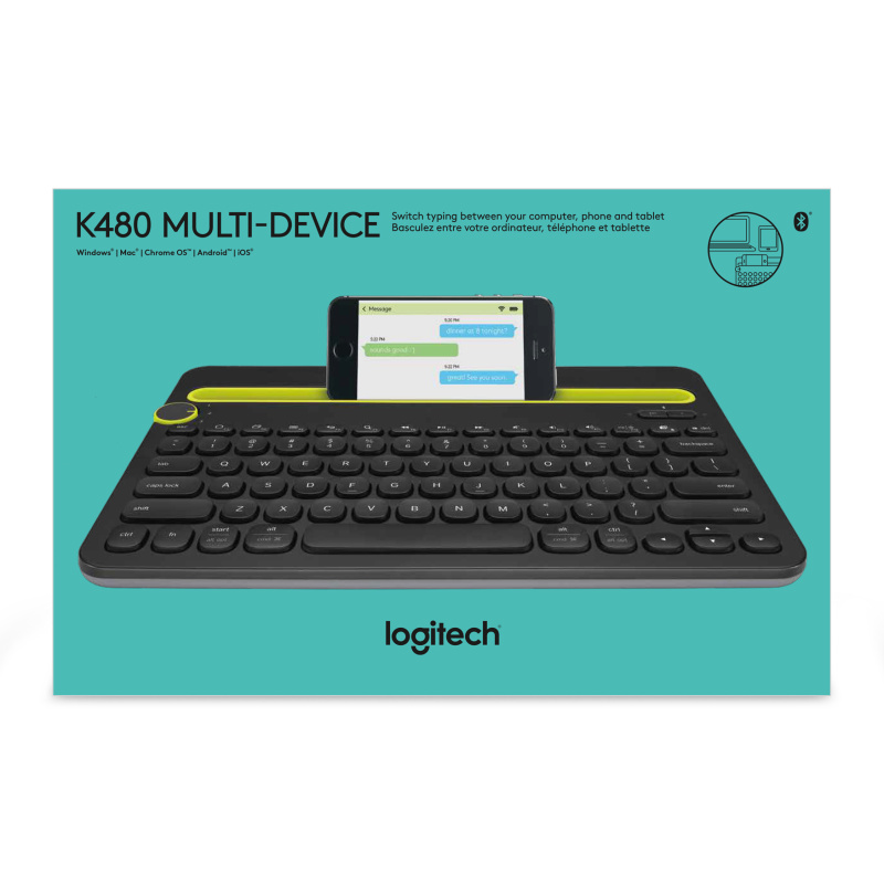 Logitech Bluetooth® Multi-Device Keyboard K480 clavier Universel AZERTY Français Noir