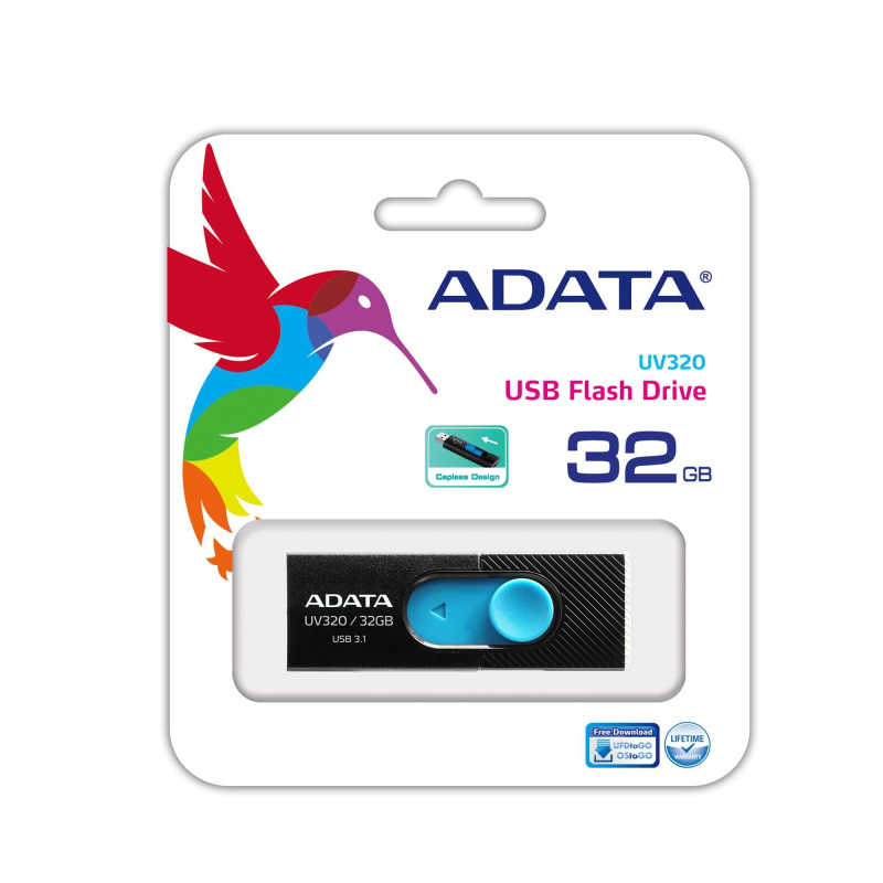 ADATA UV320 lecteur USB flash 32 Go USB Type-A 3.2 Gen 1 (3.1 Gen 1) Noir, Bleu