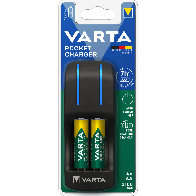 Varta Pocket Charger 2100 mAh chargeur de batterie Pile domestique Secteur