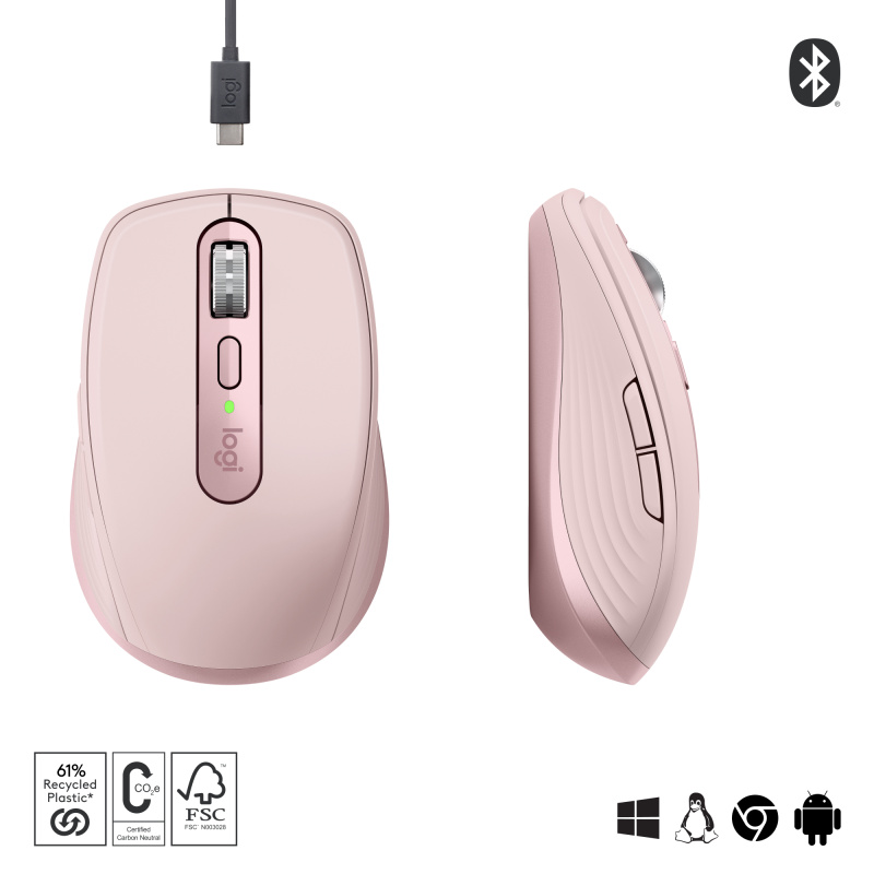 Logitech MX Anywhere 3S souris Bureau Droitier RF sans fil + Bluetooth Laser 8000 DPI