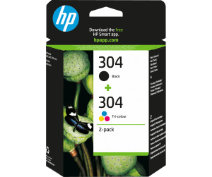 HP Pack de 2 cartouches authentiques d'encre noire/trois couleurs 304