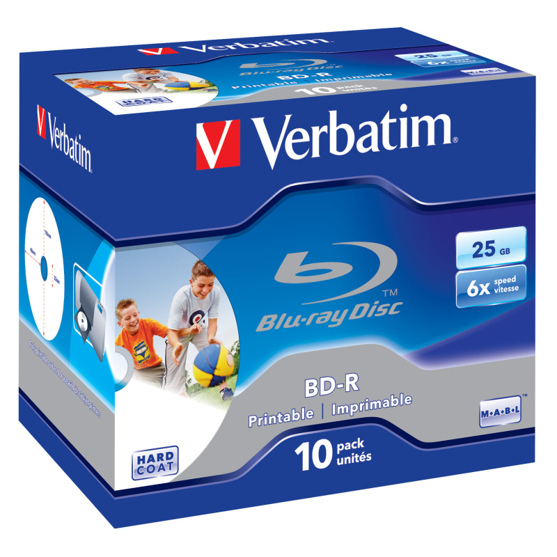 Verbatim BD-R SL 25GB 6x Printable 10 Pack Jewel Case 25 Go 10 pièce(s)