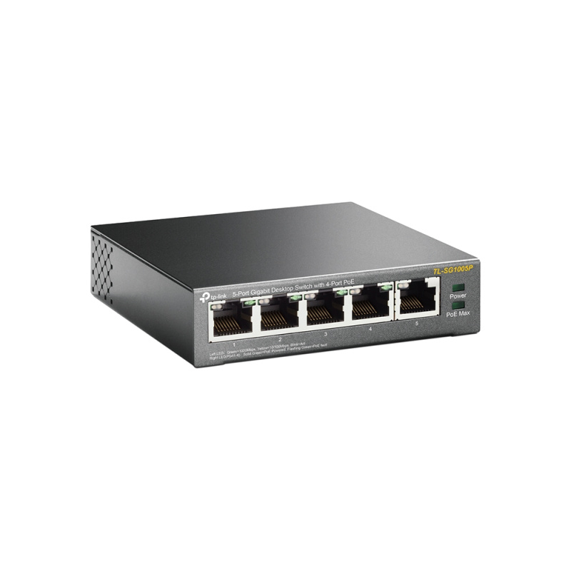 TP-Link TL-SG1005P Non-géré Gigabit Ethernet (10/100/1000) Connexion Ethernet, supportant l'alimentation via ce port (PoE) Noir