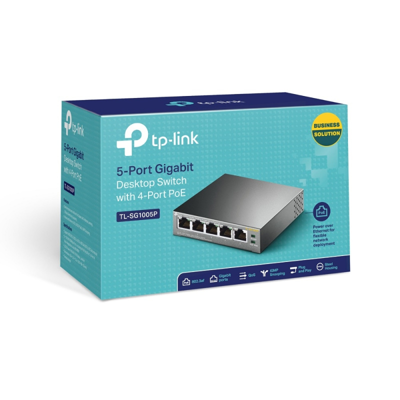 TP-Link TL-SG1005P Non-géré Gigabit Ethernet (10/100/1000) Connexion Ethernet, supportant l'alimentation via ce port (PoE) Noir