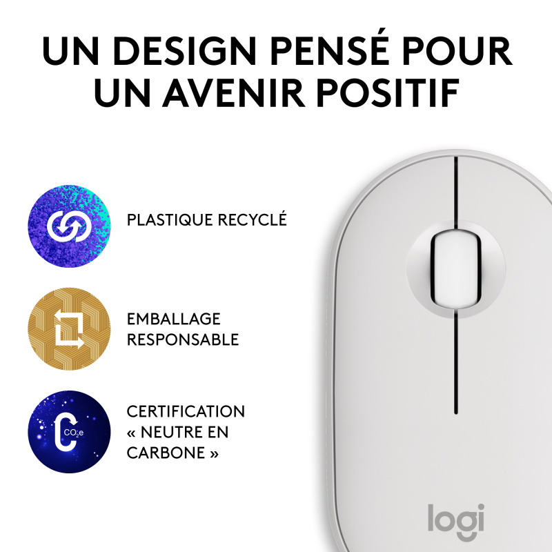 Logitech Pebble 2 M350s souris Voyage Ambidextre RF sans fil + Bluetooth Optique 4000 DPI