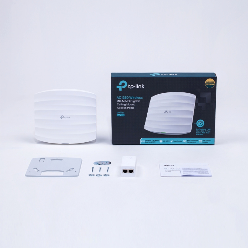 TP-Link Omada EAP225 point d'accès réseaux locaux sans fil 1350 Mbit/s Blanc Connexion Ethernet, supportant l'alimentation via ce port (PoE)