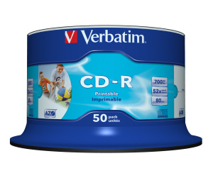 Verbatim CD-R AZO Wide Inkjet Printable no ID 700 Mo 50 pièce(s)