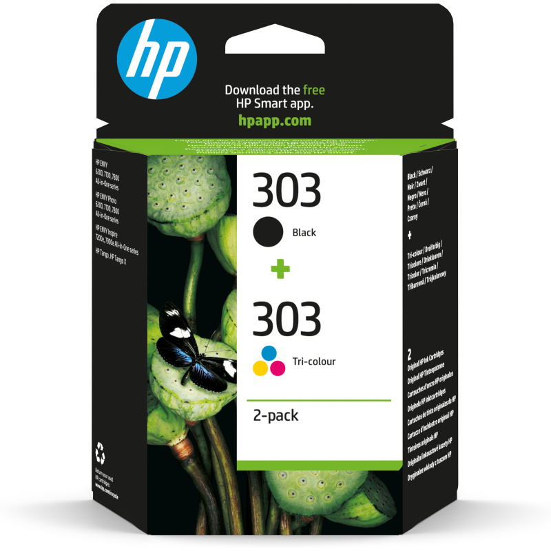 HP Pack de 2 cartouches authentiques d'encre noire/trois couleurs 303