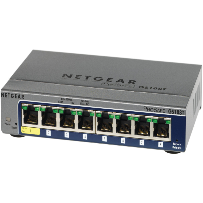 NETGEAR GS108T-200 Géré L2 Gigabit Ethernet (10/100/1000) Gris