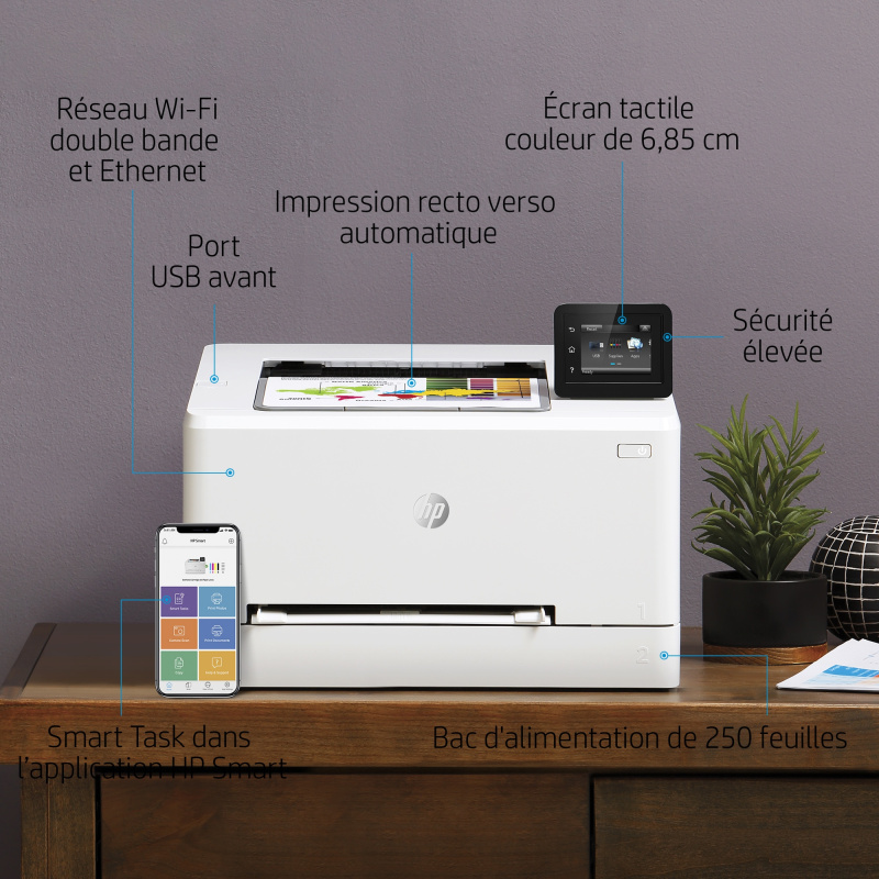 HP Color LaserJet Pro M255dw, Couleur, Imprimante pour Imprimer, Impression recto-verso; Eco-énergétique; Sécurité renforcée; Wi-Fi double bande