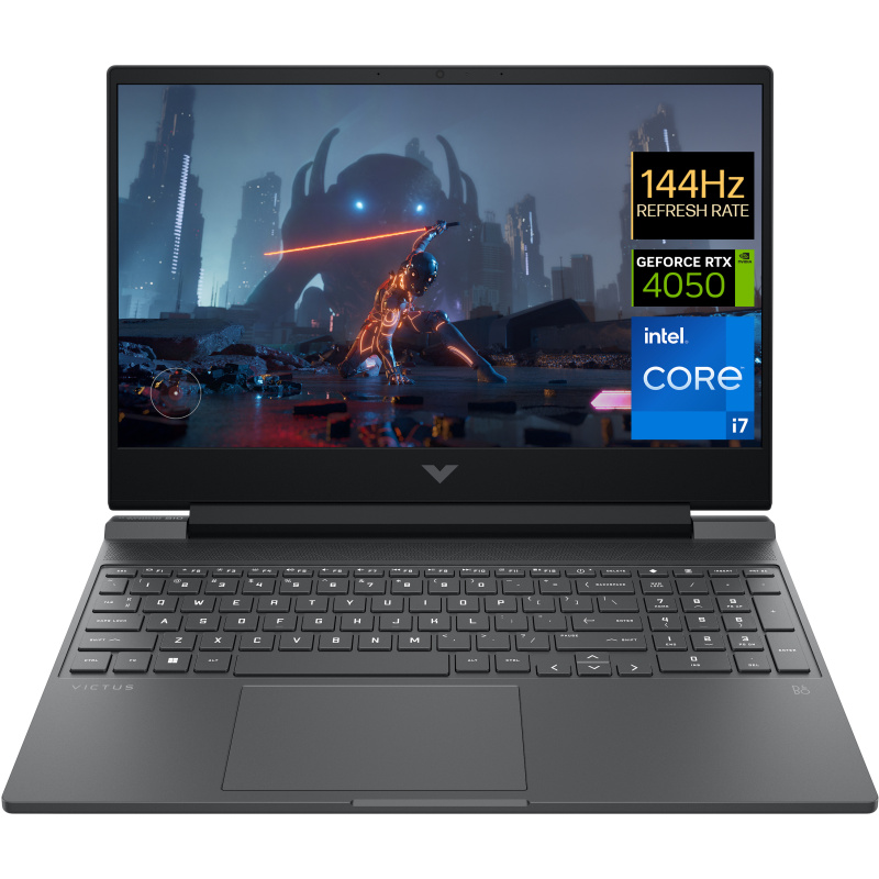 HP Victus Gaming 15-fa1001nf Intel® Core™ i7 i7-13700H Ordinateur portable 39,6 cm (15.6") Full HD 16 Go DDR4-SDRAM 512 Go SSD NVIDIA GeForce RTX 4050 Wi-Fi 6 (802.11ax) Windows 11 Home Noir