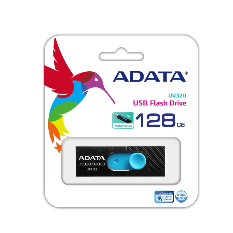 ADATA UV320 lecteur USB flash 128 Go USB Type-A 3.2 Gen 1 (3.1 Gen 1) Noir, Bleu