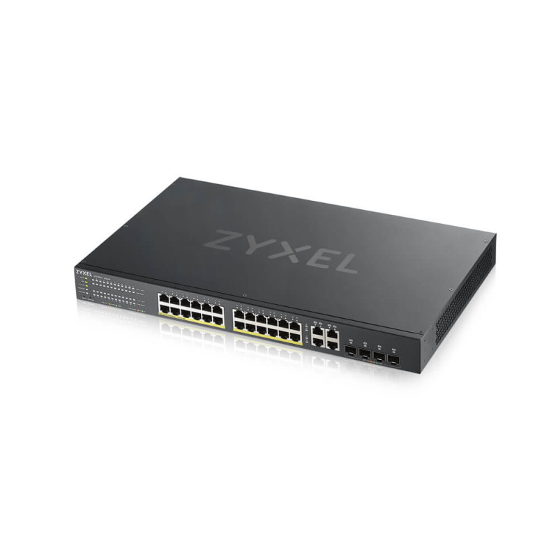 Zyxel GS1920-24HPV2 Géré Gigabit Ethernet (10/100/1000) Connexion Ethernet, supportant l'alimentation via ce port (PoE) Noir