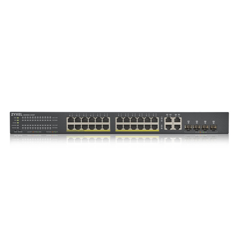 Zyxel GS1920-24HPV2 Géré Gigabit Ethernet (10/100/1000) Connexion Ethernet, supportant l'alimentation via ce port (PoE) Noir