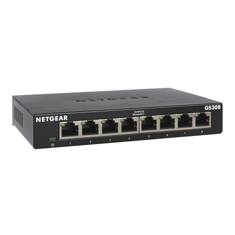 NETGEAR GS308-300PES commutateur réseau Non-géré L2 Gigabit Ethernet (10/100/1000) Noir