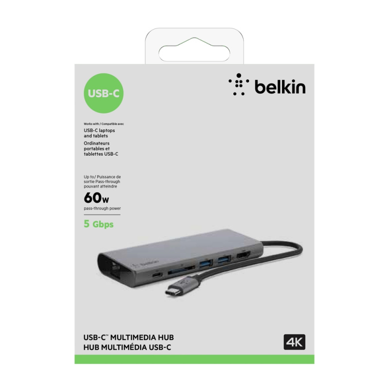 Belkin F4U092BTSGY station d'accueil USB 3.2 Gen 1 (3.1 Gen 1) Type-C Gris