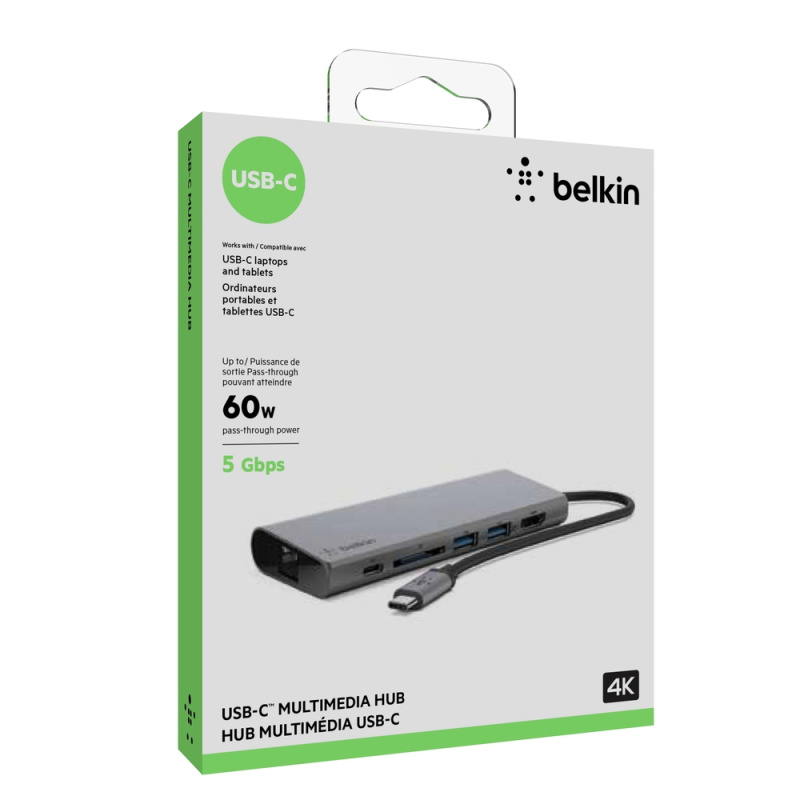 Belkin F4U092BTSGY station d'accueil USB 3.2 Gen 1 (3.1 Gen 1) Type-C Gris