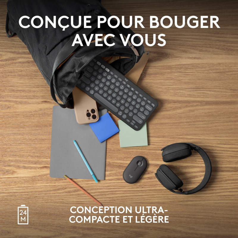 Logitech Pebble 2 M350s souris Voyage Ambidextre RF sans fil + Bluetooth Optique 4000 DPI