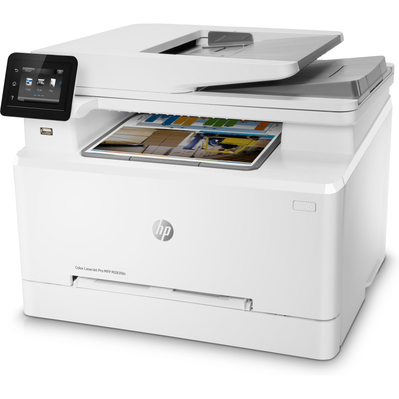 HP Color LaserJet Pro Imprimante multifonction M283fdn, Impression, copie, scan, fax, Impression USB en façade; Numérisation vers e-mail; Impression recto-verso; Chargeur automatique de documents déroulé de 50 feuilles