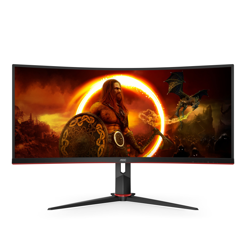 AOC G2 CU34G2X/BK LED display 86,4 cm (34") 3440 x 1440 pixels Quad HD Noir, Rouge