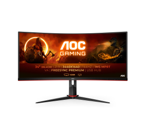 AOC G2 CU34G2X/BK LED display 86,4 cm (34") 3440 x 1440 pixels Quad HD Noir, Rouge