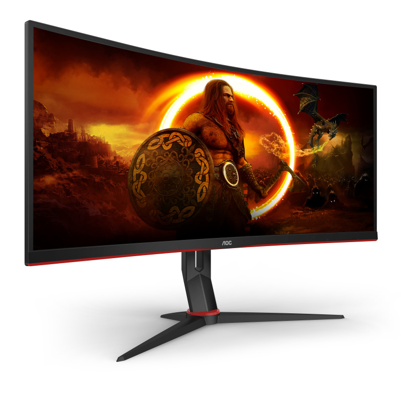 AOC G2 CU34G2X/BK LED display 86,4 cm (34") 3440 x 1440 pixels Quad HD Noir, Rouge