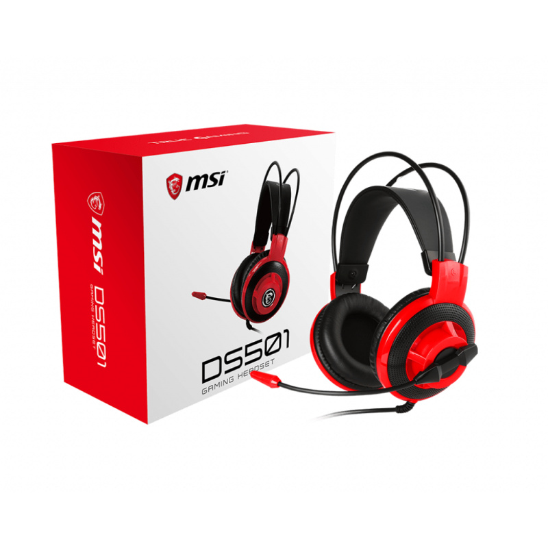 MSI DS501 Casque Avec fil Arceau Jouer Noir, Rouge