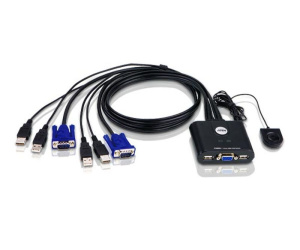 ATEN Commutateur KVM à câble VGA USB 2 ports avec sélecteur de port distant