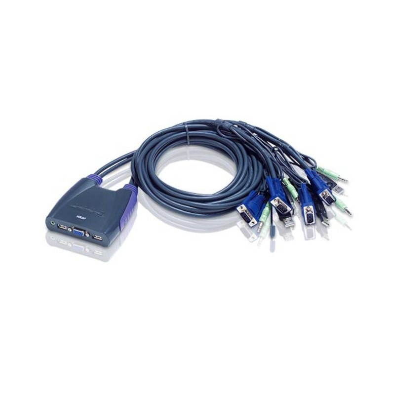 ATEN Commutateur KVM à câble VGA/audio USB 4 ports (0,9m, 1,2m)