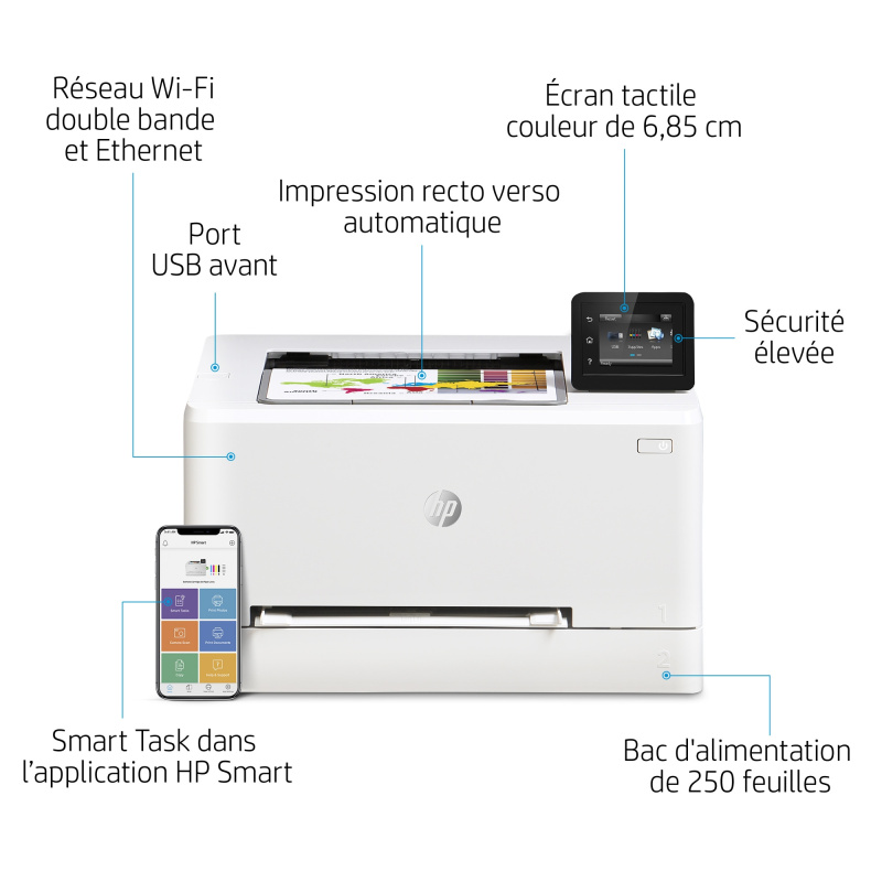 HP Color LaserJet Pro M255dw, Couleur, Imprimante pour Imprimer, Impression recto-verso; Eco-énergétique; Sécurité renforcée; Wi-Fi double bande