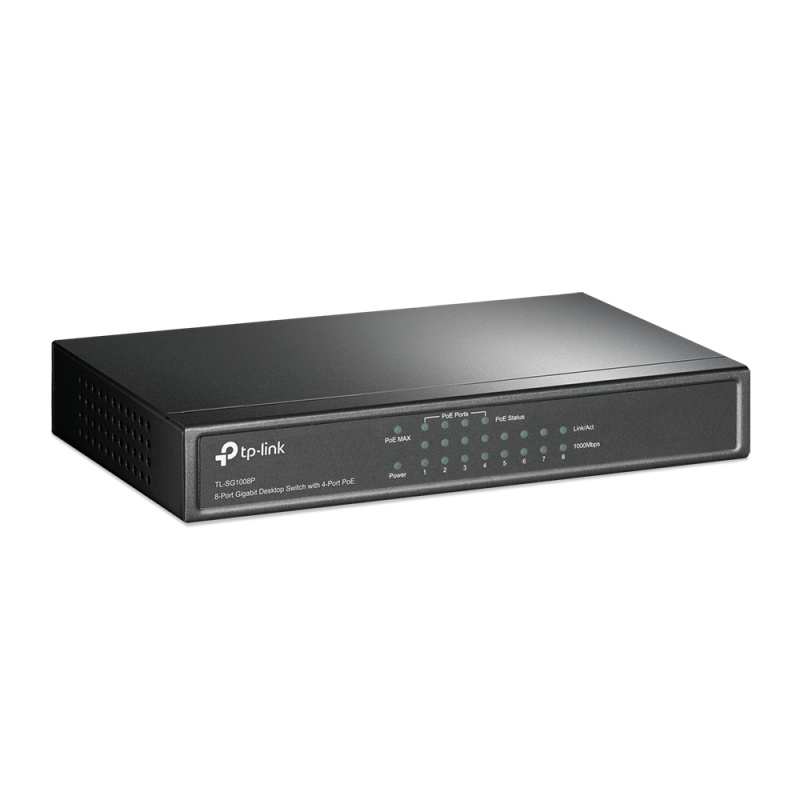 TP-Link TL-SG1008P Géré Gigabit Ethernet (10/100/1000) Connexion Ethernet, supportant l'alimentation via ce port (PoE) Gris