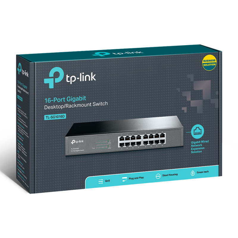 TP-Link TL-SG1016D Non-géré Gigabit Ethernet (10/100/1000) Noir