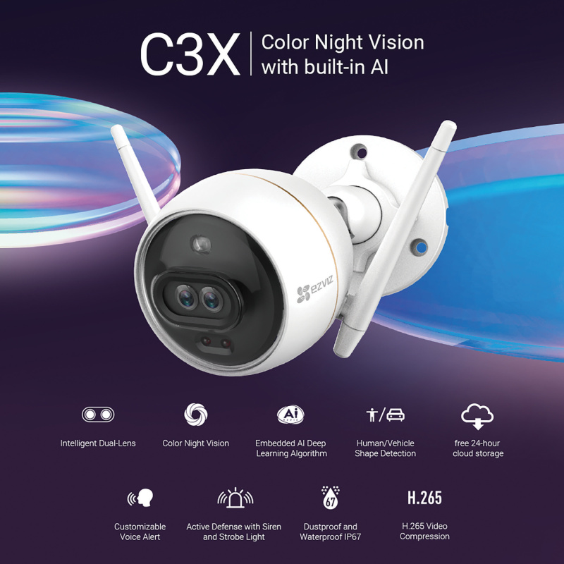 EZVIZ C3X Cosse Caméra de sécurité IP Extérieure 1920 x 1080 pixels Plafond/mur