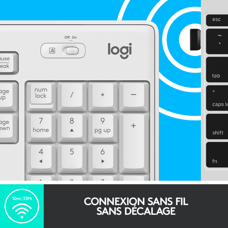 Logitech MK295 Silent Wireless Combo clavier Souris incluse Bureau RF sans fil AZERTY Français Blanc