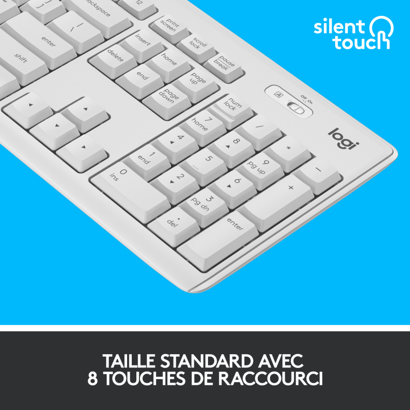 Logitech MK295 Silent Wireless Combo clavier Souris incluse Bureau RF sans fil AZERTY Français Blanc