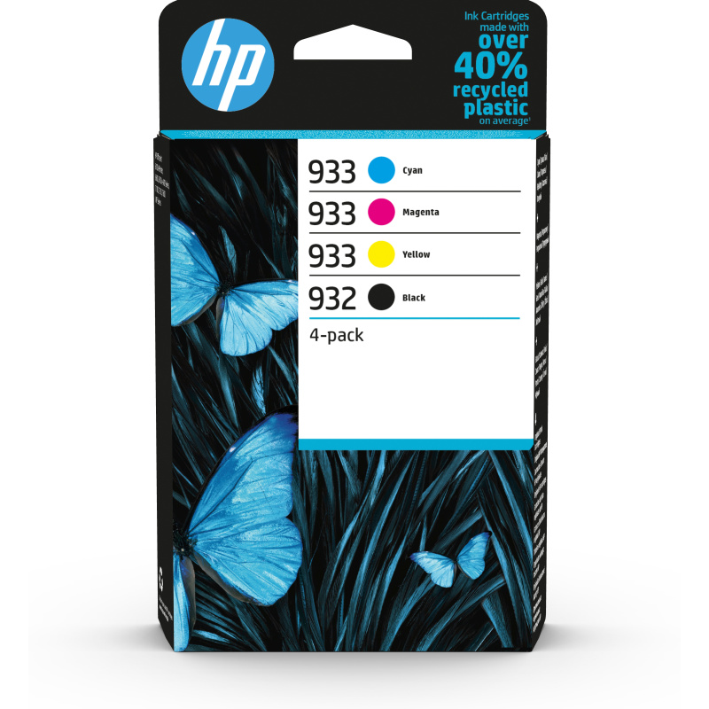 HP 932 Pack de 4 cartouches d'encre noire/ 933 Pack de 4 cartouches d'encre cyan/magenta/jaune authentiques