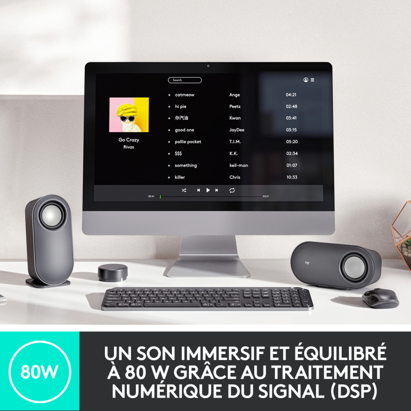 Logitech Haut-parleurs pour ordinateur Z407 Bluetooth avec caisson de basses et commande sans fil