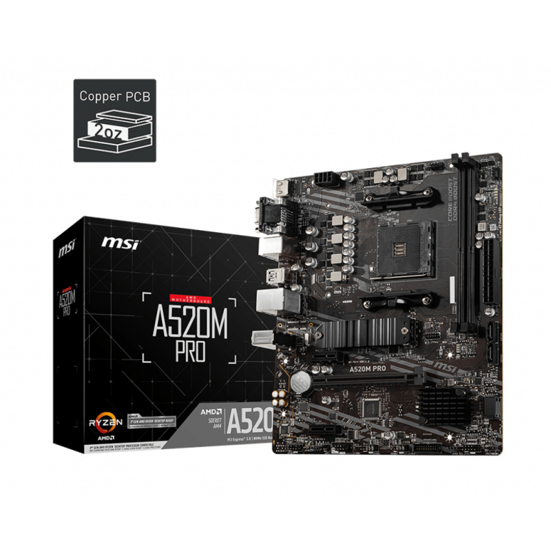 MSI A520M PRO carte mère AMD A520 Emplacement AM4 micro ATX
