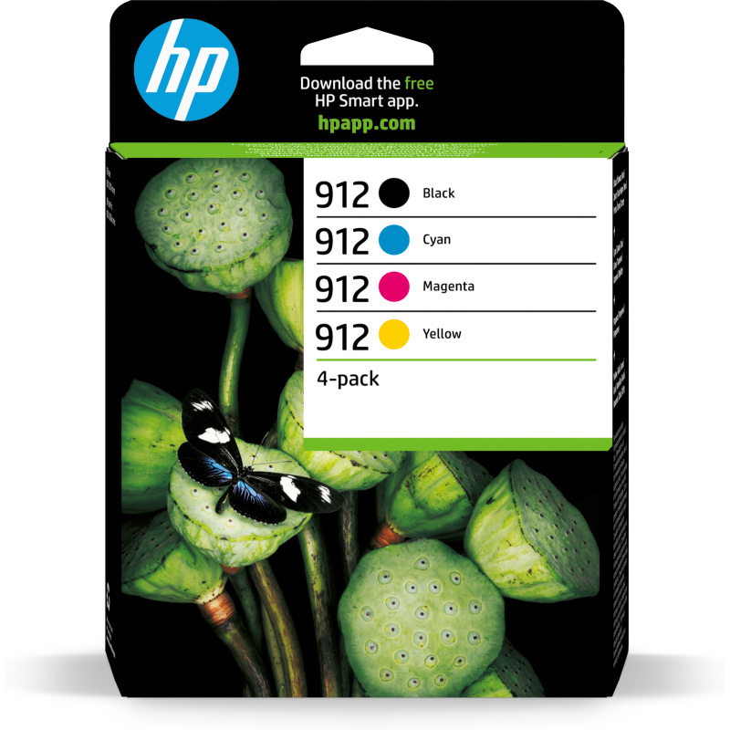 HP 912 Pack de 4 cartouches d'encre Noir/Cyan/Magenta/Jaune authentiques