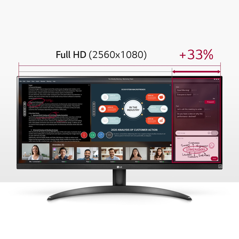 LG 29WP500-B écran plat de PC 73,7 cm (29") 2560 x 1080 pixels Full HD Ultra large LED Noir